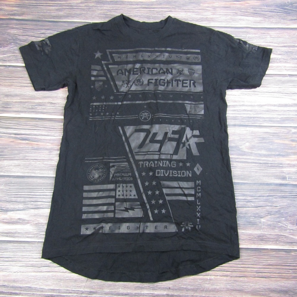 American Fighter Mens Medium‎ Training T Shirt UFC MMA Gym Workout Black Gray